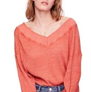 Free People  -  Thermal Top in Orange/Red